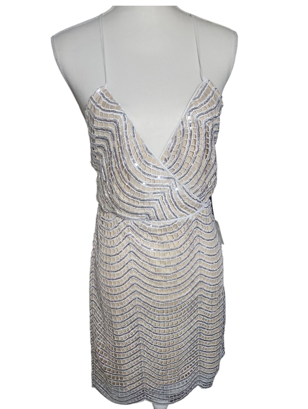 Lulus‎ Lele White And Silver Sequin Mini Dress Cocktail Party Nwt Size Large